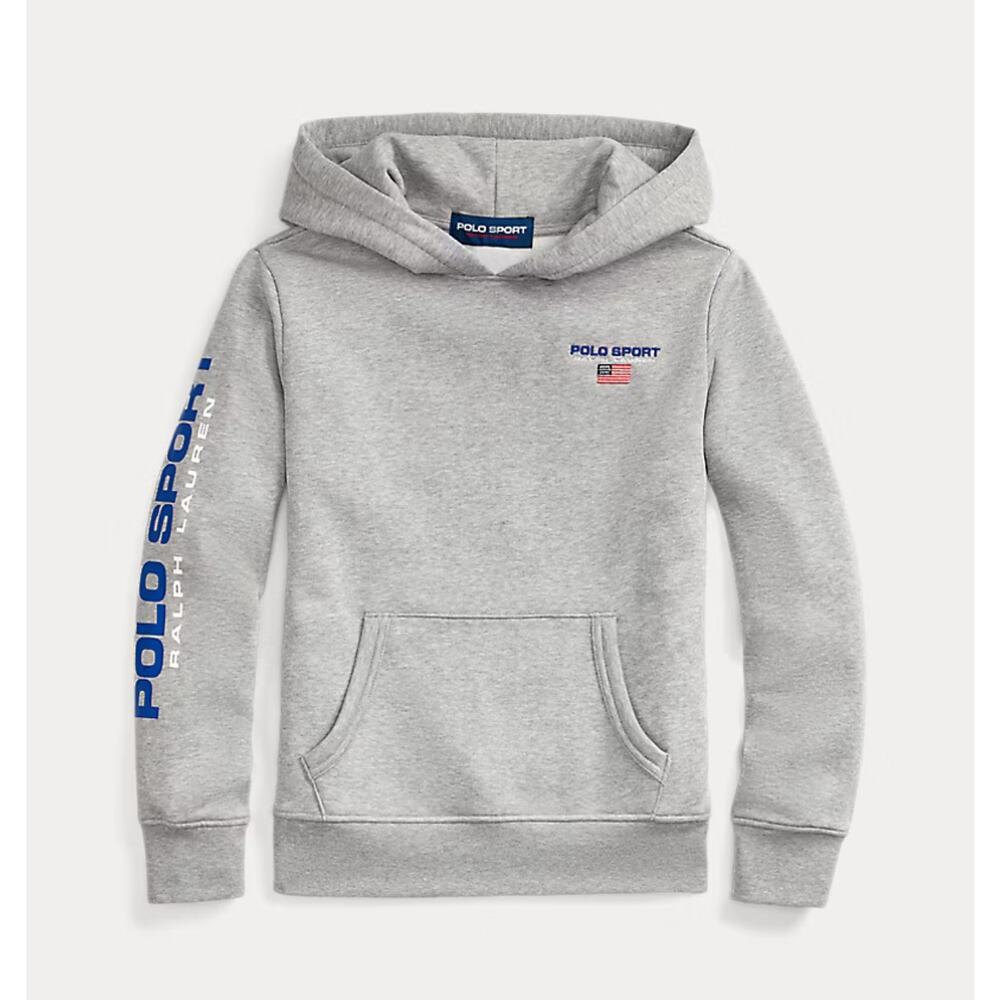 Polo Ralph Lauren Logo Boy's Gray Polo Sport Fleece Logo Hoodie Boy's Size M